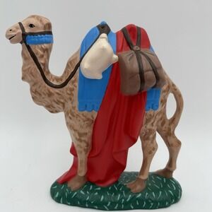 Vintage Atlantic Mold Camel‎ Nativity Ceramic Figurine 8" Handpainted Signed 80s